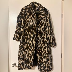 Chicos long leopard print car coat